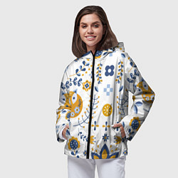 Ветровка с капюшоном женская Скандинавский узор, цвет: 3D-черный — фото 2