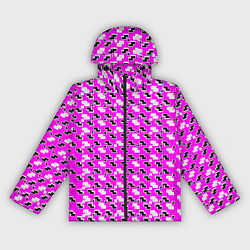 Ветровка с капюшоном женская Чёрно-белые фигуры на розовом фоне, цвет: 3D-черный