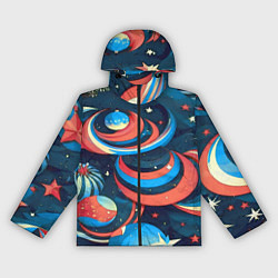 Ветровка с капюшоном женская Абстракция ёлочных игрушек, цвет: 3D-черный