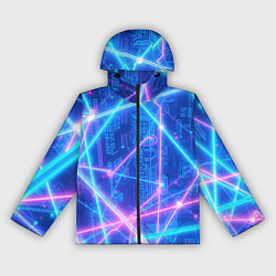 Ветровка с капюшоном женская Неоновые провода, цвет: 3D-черный