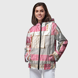 Ветровка с капюшоном женская Розовый пэчворк, цвет: 3D-черный — фото 2