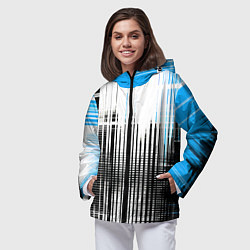 Ветровка с капюшоном женская Сине-чёрный гранж на белом фоне, цвет: 3D-черный — фото 2