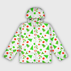 Ветровка с капюшоном женская Новогодний ёлочный паттерн, цвет: 3D-белый