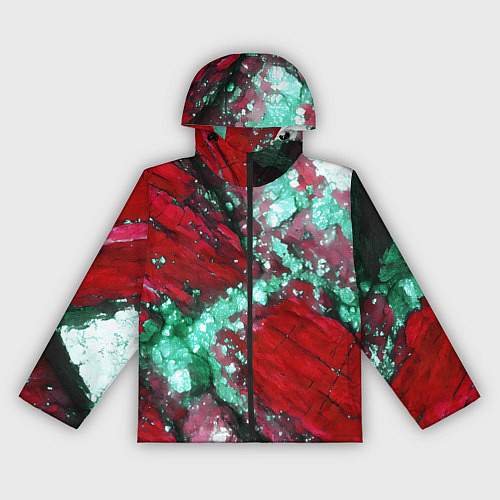 Женская ветровка Голубой минерал в красном камне / 3D-Черный – фото 1