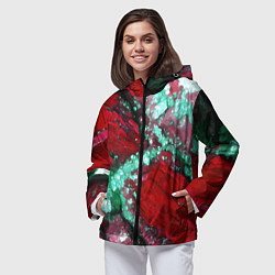 Ветровка с капюшоном женская Голубой минерал в красном камне, цвет: 3D-черный — фото 2
