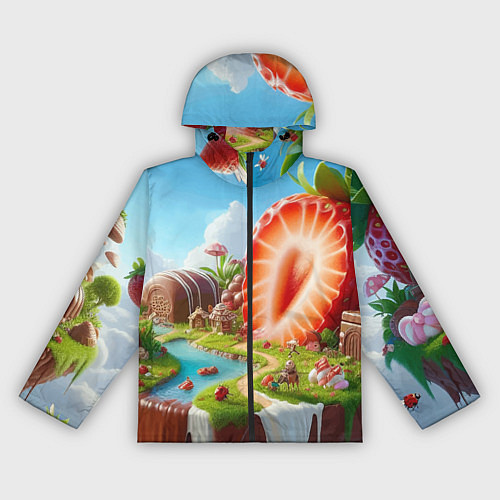 Женская ветровка Клубничная планета - нейроарт фантазия / 3D-Черный – фото 1