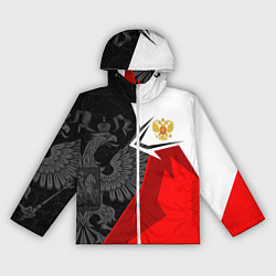 Ветровка с капюшоном женская Герб России - красно-белый, цвет: 3D-белый
