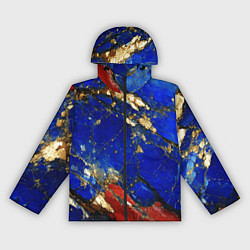 Ветровка с капюшоном женская Золотой и красный минерал в синем камне, цвет: 3D-черный