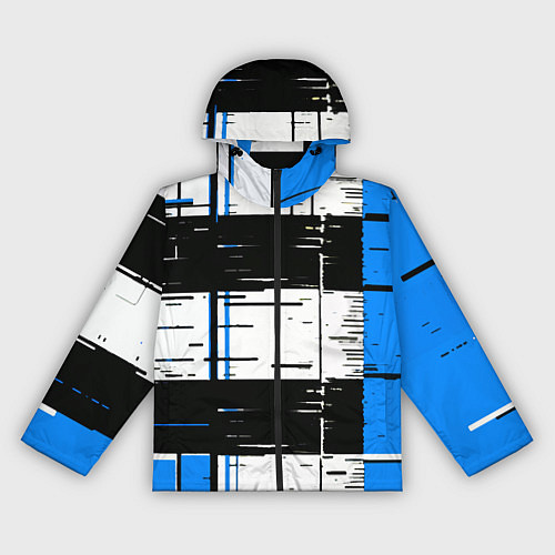 Женская ветровка Синие и чёрные полосы на белом фоне / 3D-Черный – фото 1