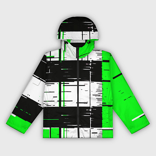 Женская ветровка Зелёные и чёрные полосы на белом фоне / 3D-Черный – фото 1