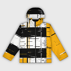 Ветровка с капюшоном женская Жёлтые и чёрные полосы на белом фоне, цвет: 3D-черный