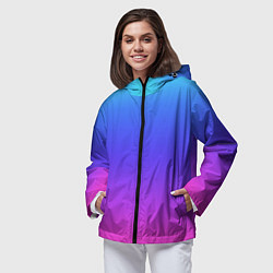Ветровка с капюшоном женская Градиент закат сине-розовый, цвет: 3D-черный — фото 2