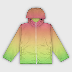 Ветровка с капюшоном женская Градиент заря розово-зелёный, цвет: 3D-белый