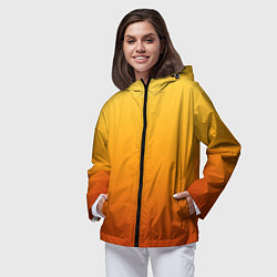 Ветровка с капюшоном женская Градиент мягкий жёлто-оранжевый, цвет: 3D-черный — фото 2