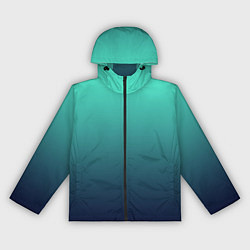 Ветровка с капюшоном женская Градиент мягкий бирюзово-синий, цвет: 3D-черный