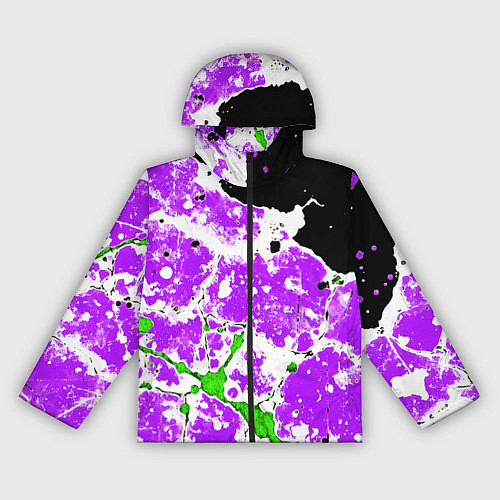 Женская ветровка Зелёно-фиолетовая абстракция на чёрном фоне / 3D-Черный – фото 1