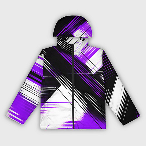 Женская ветровка Диагональные фиолетово-чёрные линии на белом фоне / 3D-Черный – фото 1