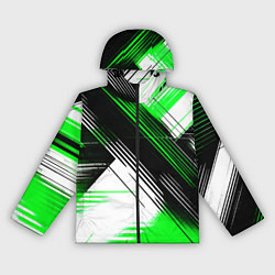 Ветровка с капюшоном женская Диагональные зелёно-чёрные линии на белом фоне, цвет: 3D-черный