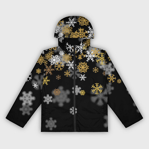 Женская ветровка Снежинки объемные золотистые / 3D-Черный – фото 1