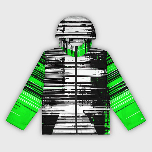 Женская ветровка Горизонтальные чёрные линии на бело-зелёном фоне / 3D-Черный – фото 1