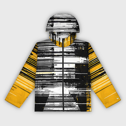 Женская ветровка Горизонтальные чёрные линии на бело-жёлтом фоне / 3D-Черный – фото 1