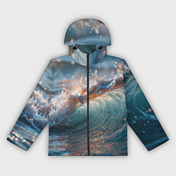 Ветровка с капюшоном женская Волна и блики солнца, цвет: 3D-черный