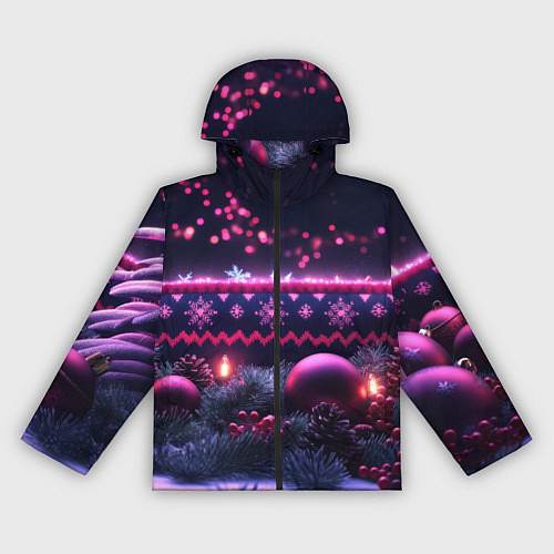 Женская ветровка Новый год в фиолетовом свете / 3D-Черный – фото 1
