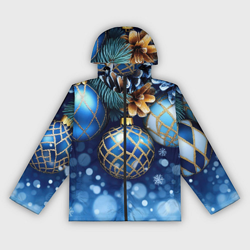 Женская ветровка Синие новогодние шары / 3D-Черный – фото 1