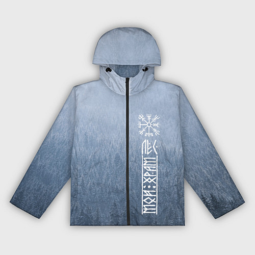 Женская ветровка Обережный компас рун и северный лес / 3D-Черный – фото 1