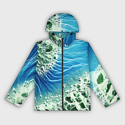 Ветровка с капюшоном женская Берег и синие волны, цвет: 3D-черный