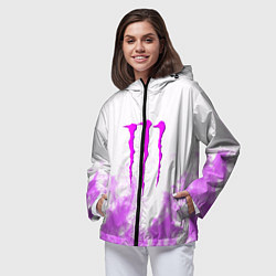 Ветровка с капюшоном женская Monster energy neon flame, цвет: 3D-черный — фото 2