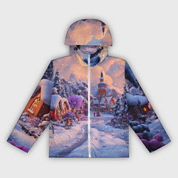 Ветровка с капюшоном женская Тропинка к новому году, цвет: 3D-белый