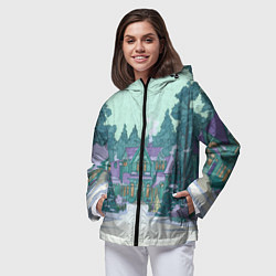 Ветровка с капюшоном женская Новый год - двор, цвет: 3D-черный — фото 2