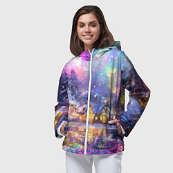 Ветровка с капюшоном женская Настроение рождества, цвет: 3D-белый — фото 2