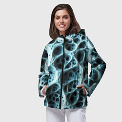 Ветровка с капюшоном женская Белая пористая структура, цвет: 3D-черный — фото 2