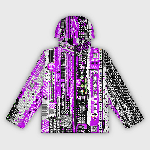 Женская ветровка Киберпанк паттерн фиолетовый / 3D-Черный – фото 1