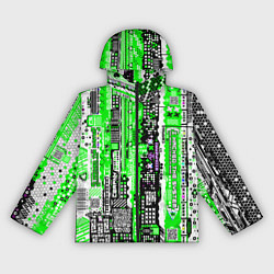 Ветровка с капюшоном женская Киберпанк паттерн зелёный, цвет: 3D-черный