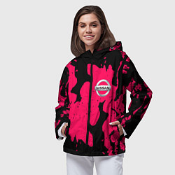 Ветровка с капюшоном женская Nissan fire pink, цвет: 3D-черный — фото 2