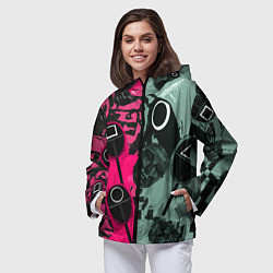 Ветровка с капюшоном женская Маски из игры в кальмара, цвет: 3D-черный — фото 2