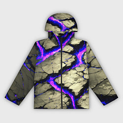 Ветровка с капюшоном женская Треснувший камень фиолетовый, цвет: 3D-черный