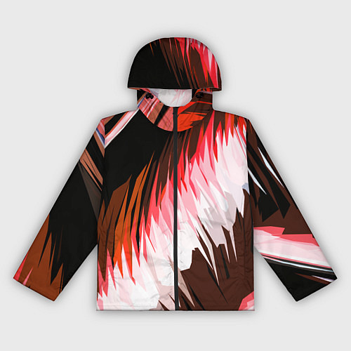 Женская ветровка Красно-белая абстракция на чёрном фоне / 3D-Черный – фото 1