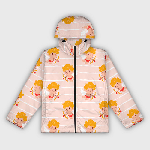 Женская ветровка Полосатый паттерн с милыми купидонами / 3D-Черный – фото 1