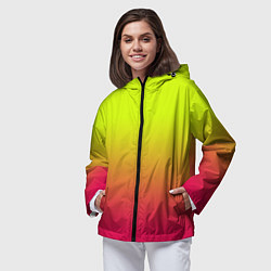 Ветровка с капюшоном женская Градиент салатовый в розовый, цвет: 3D-черный — фото 2