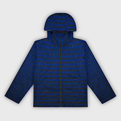 Ветровка с капюшоном женская Синий текстурированный в чёрную полоску, цвет: 3D-черный