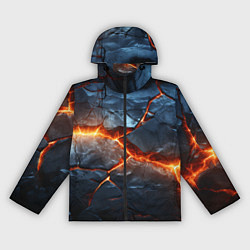 Ветровка с капюшоном женская Черная треснутая плита - текстура, цвет: 3D-черный