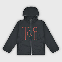 Ветровка с капюшоном женская Таня - красная надпись вязью, цвет: 3D-белый