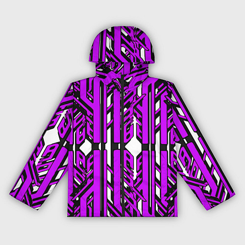 Женская ветровка Чёрно-фиолетовые техно полосы на белом фоне / 3D-Черный – фото 1