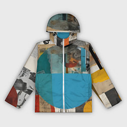 Ветровка с капюшоном женская Абстрактный ретро коллаж, цвет: 3D-белый