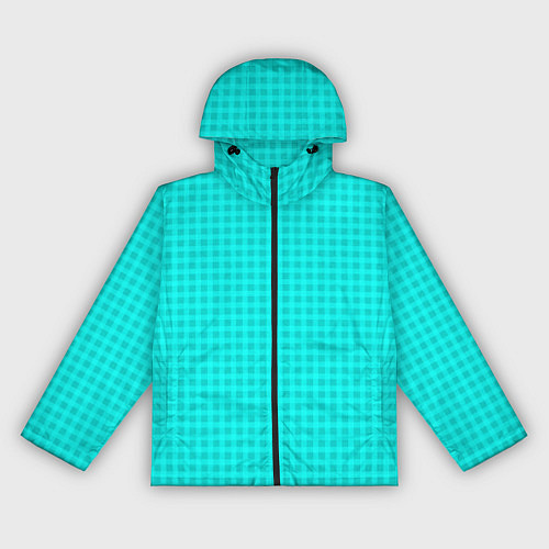 Женская ветровка Неоновый голубой паттерн клетка / 3D-Черный – фото 1