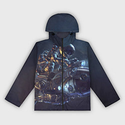 Ветровка с капюшоном женская Космонавт - ракета, цвет: 3D-черный